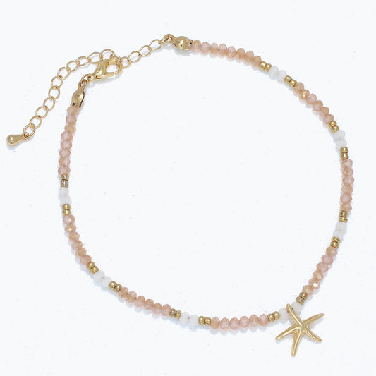 Anklet-Starfish w Faceted Beads