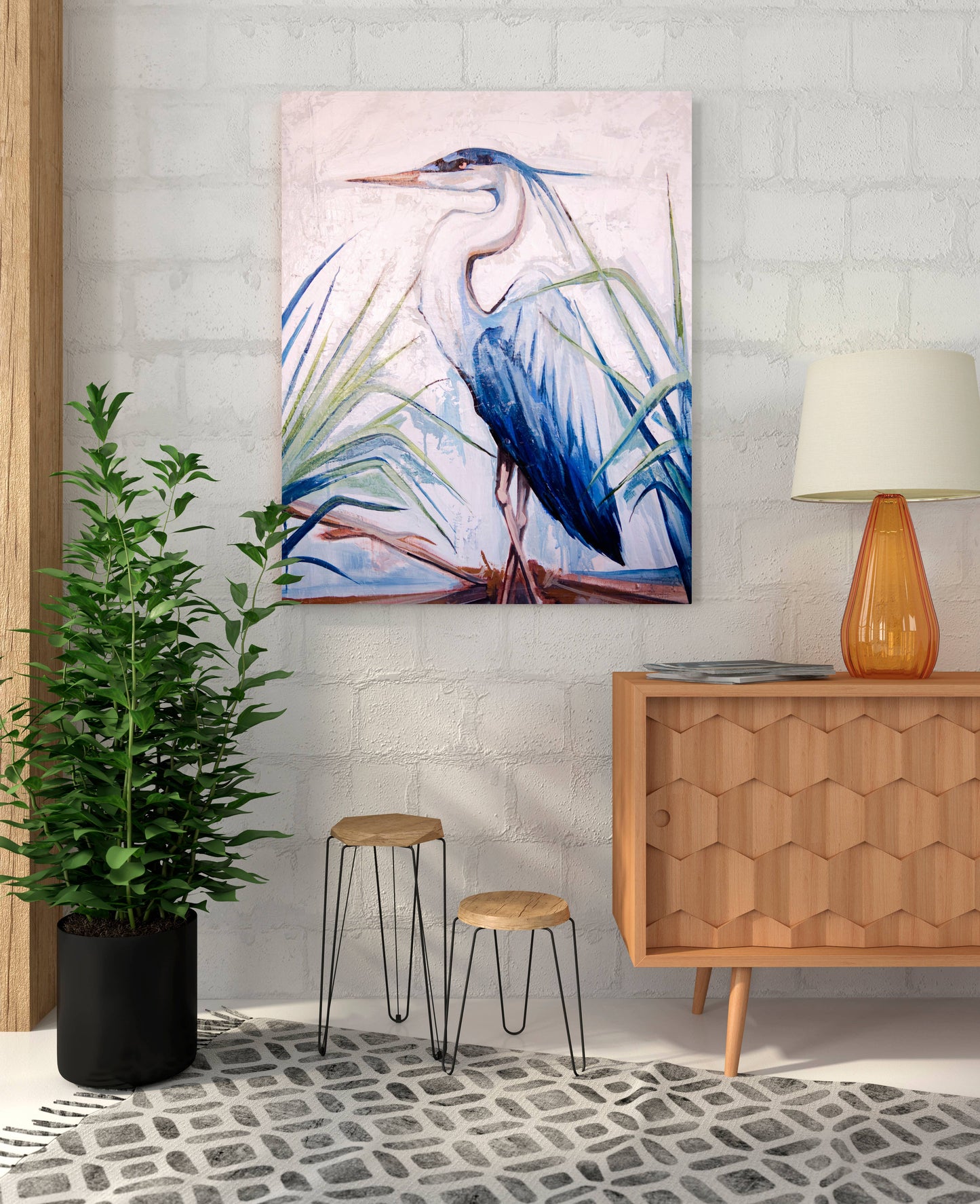 Blue Heron 1 Stretched Canvas