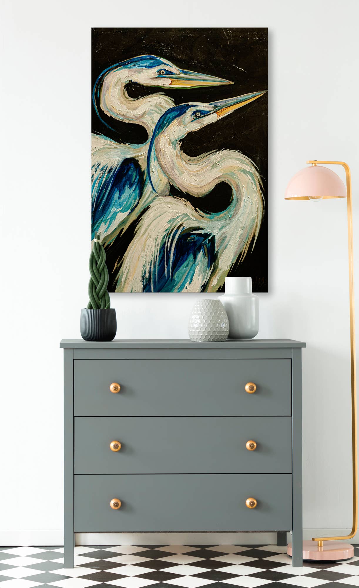 Nesting Herons Stretched Canvas