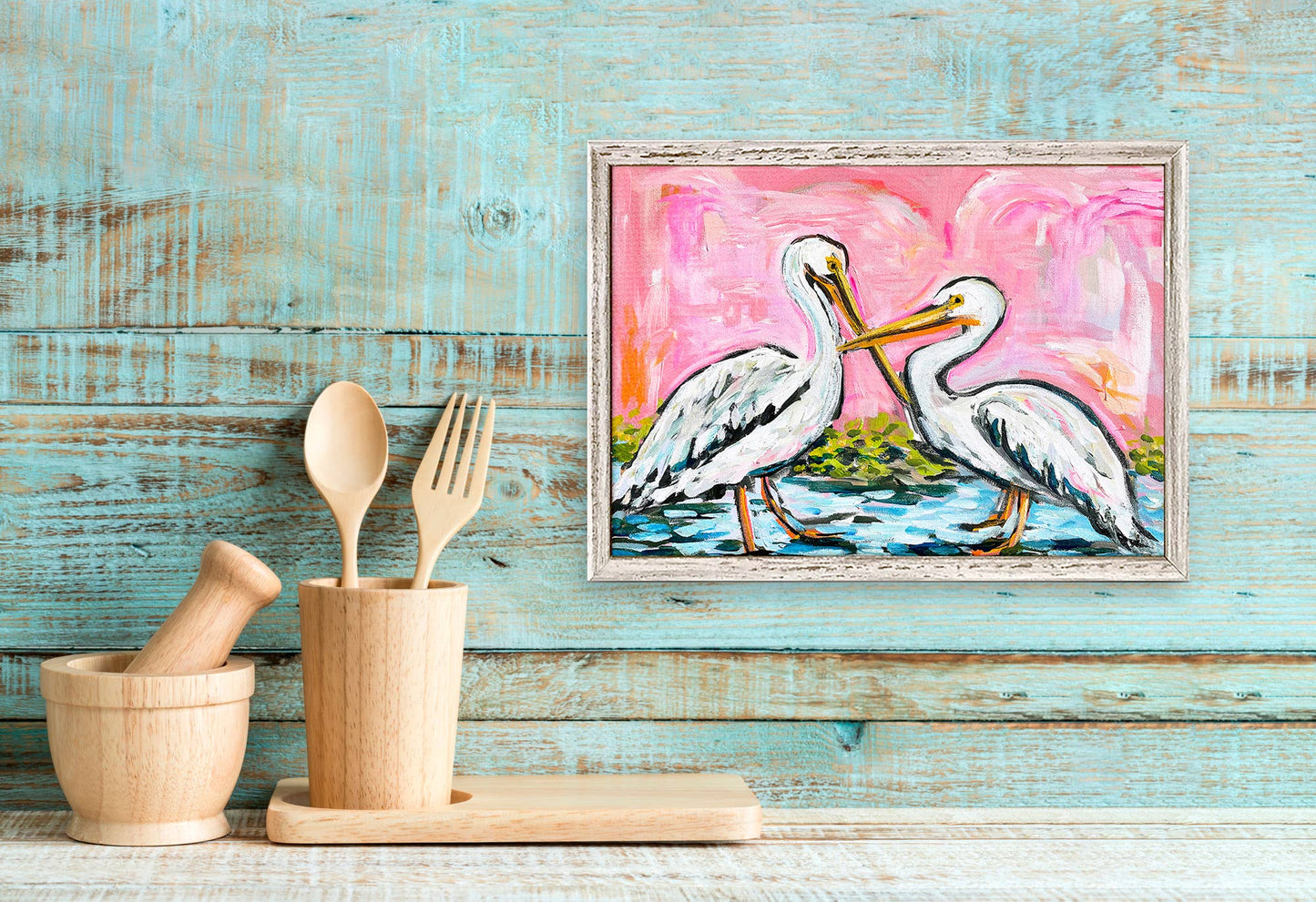 Pelicans At Golden Hour Canvas