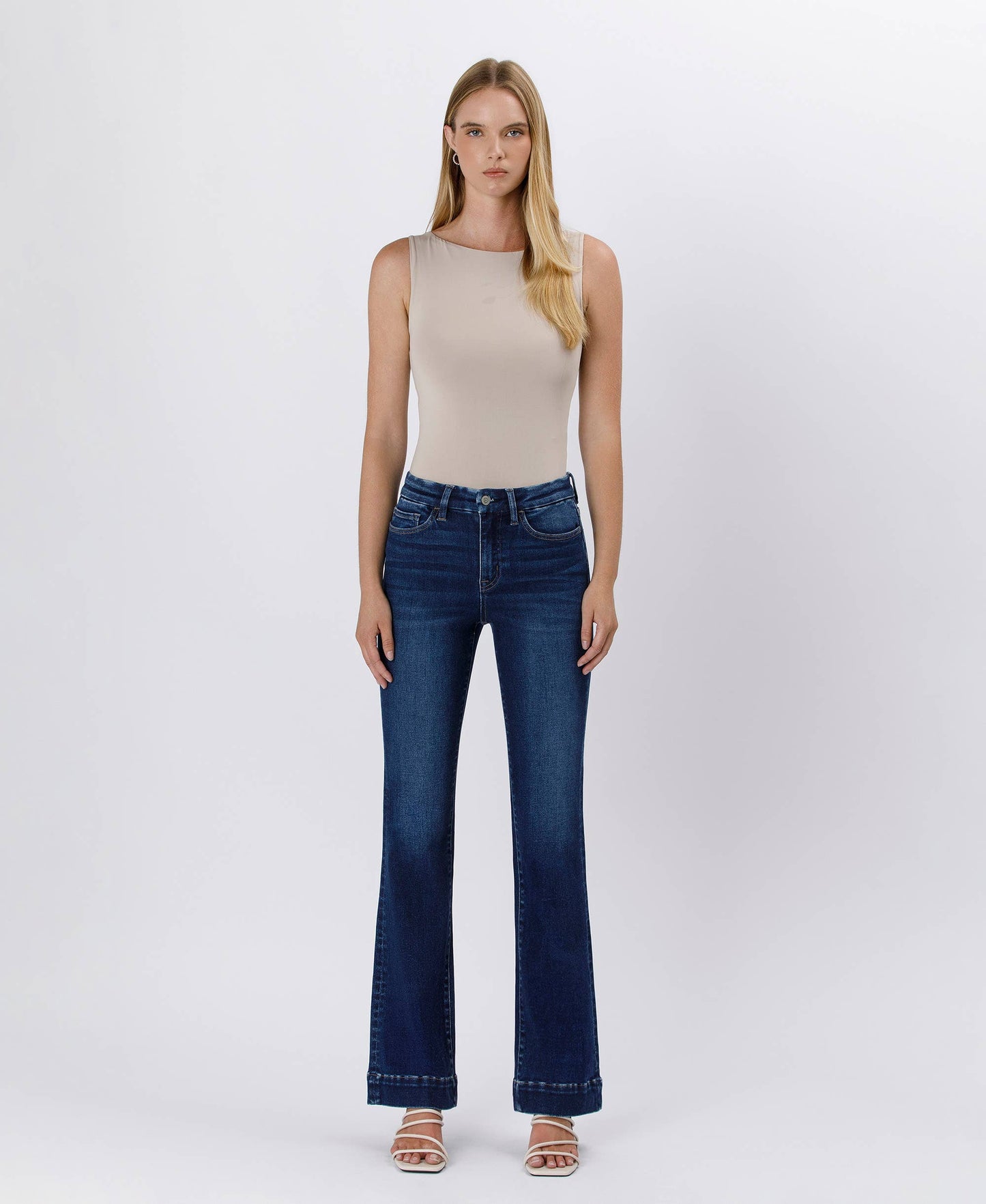 HIGH RISE TROUSER HEM BOOTCUT JEANS F5865