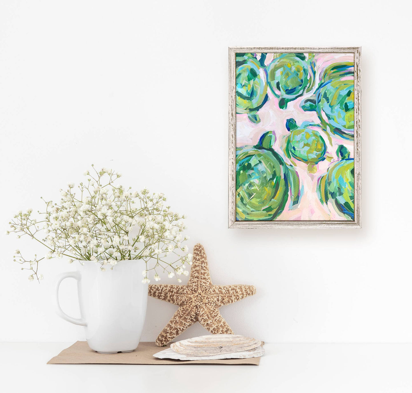 Sea Turtles On Pink Canvas